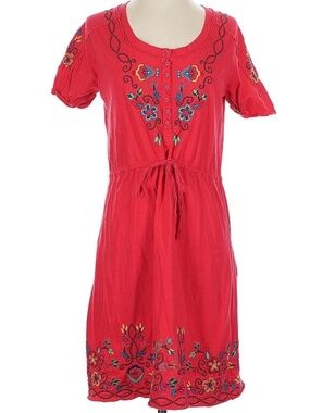 Johnny Was 100% cotton red dress —Size small